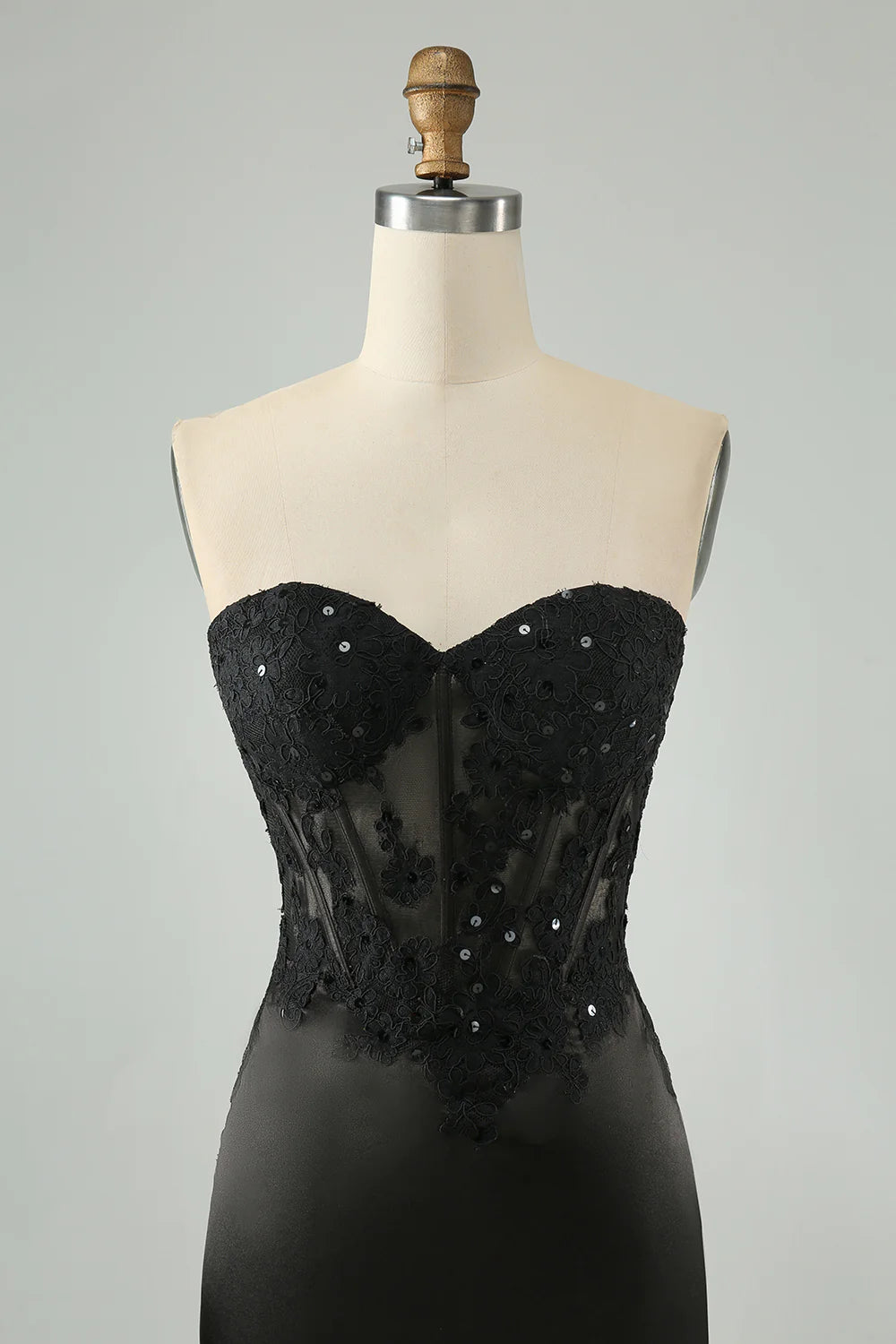 Sparkly Black Bodycon Sweetheart Corset Homecoming Dress with Appliques