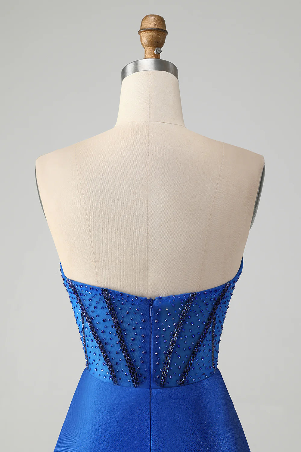 Sparkly Royal Blue Tight Strapless Short Homecoming Dress with Beading