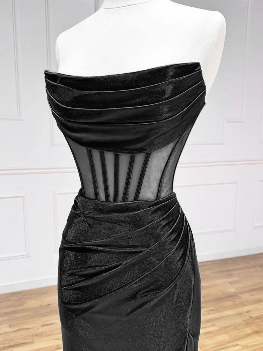 Buyishang Simple Off the Shoulder Satin Black Long Prom Dress Black Long Evening Dress