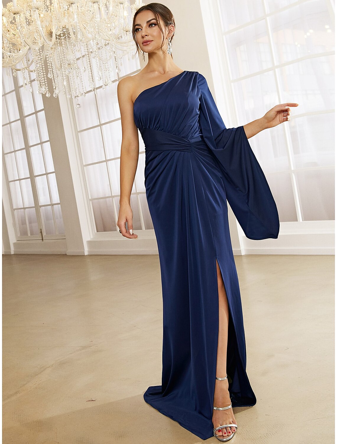A-Line Evening Gown Elegant Dress Formal Fall Sweep