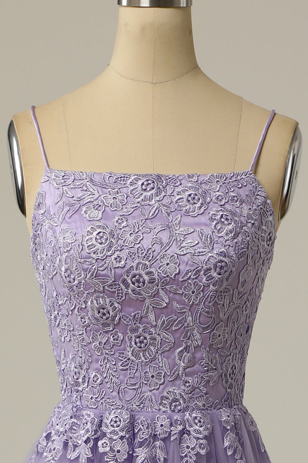 Gorgeous A Line Spaghetti Straps Lavender Long Prom Dress with Appliques