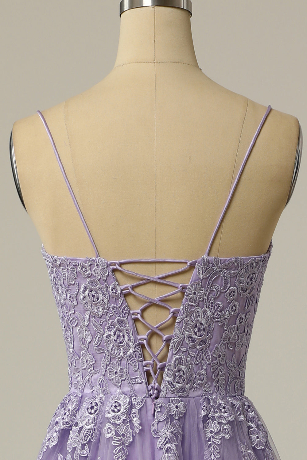 Gorgeous A Line Spaghetti Straps Lavender Long Prom Dress with Appliques
