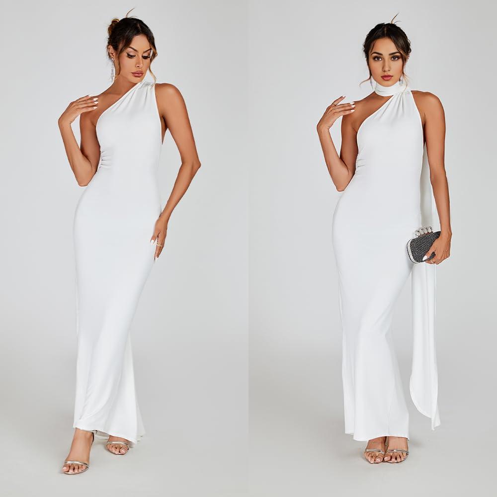 Buyishang Women Sexy Backless Dress Bodycon Sleeveless Open Back Maxi Dress Going Out Elegant Party Cocktail Long Dress prom shop dresses