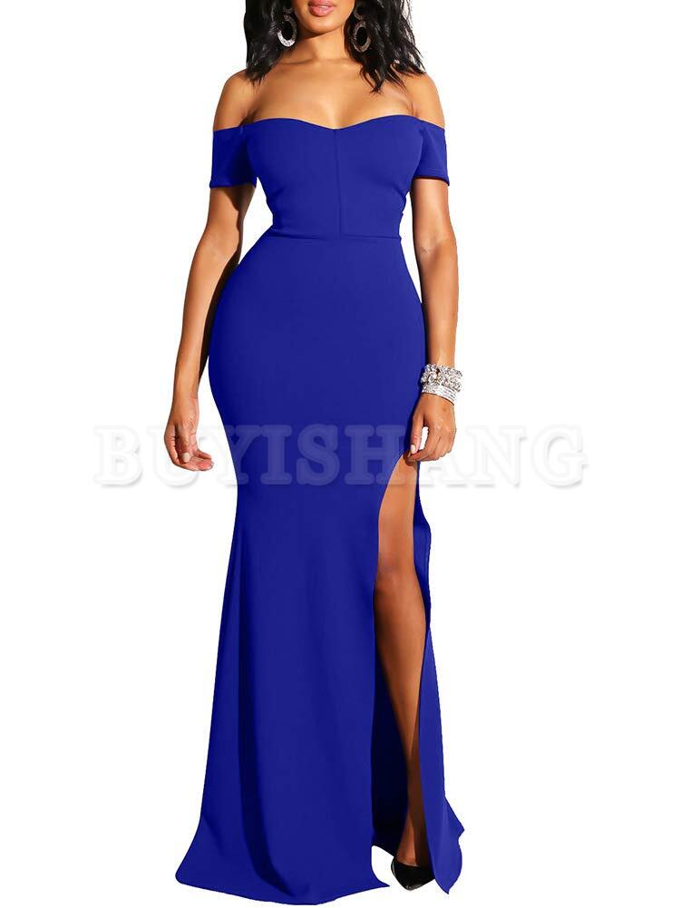 Buyishang Women's Off Shoulder High Split Long Formal Party Dress Evening Gown prom dress shop