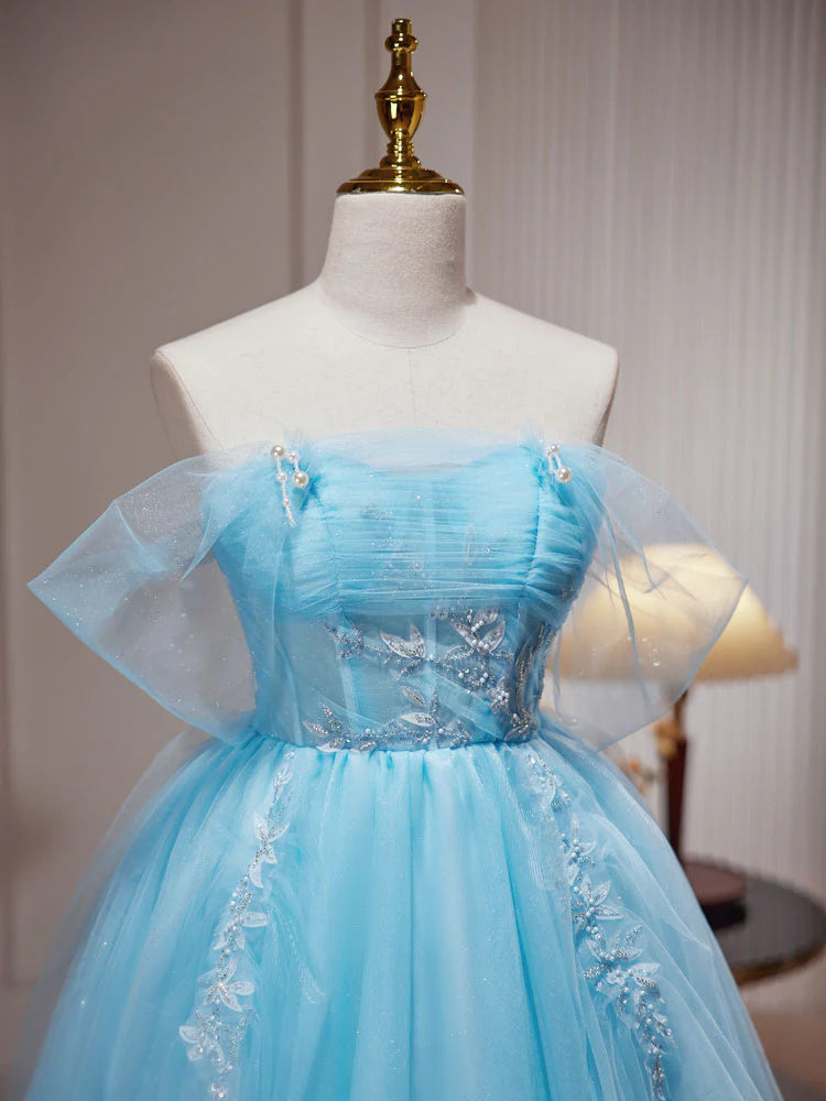 Buyishang Blue A-Line Short Prom Dress Cute Blue Homecoming Dresses