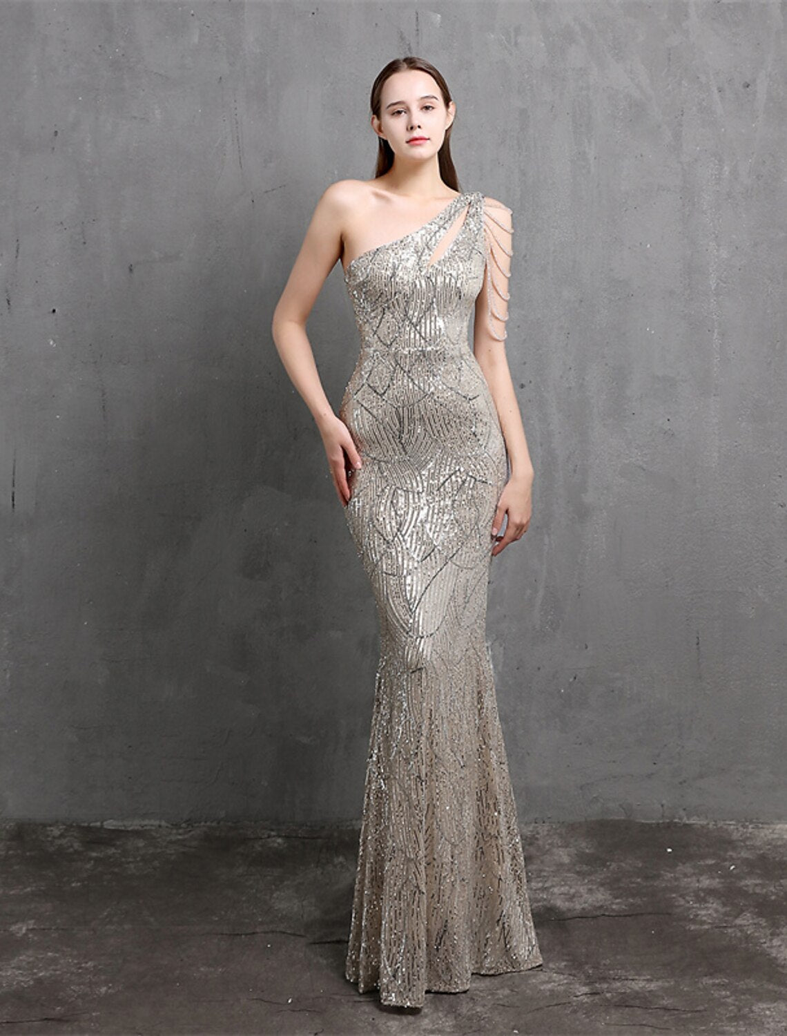 Mermaid / Trumpet Evening Gown Sparkle & Shine Dress Formal Wedding Guest