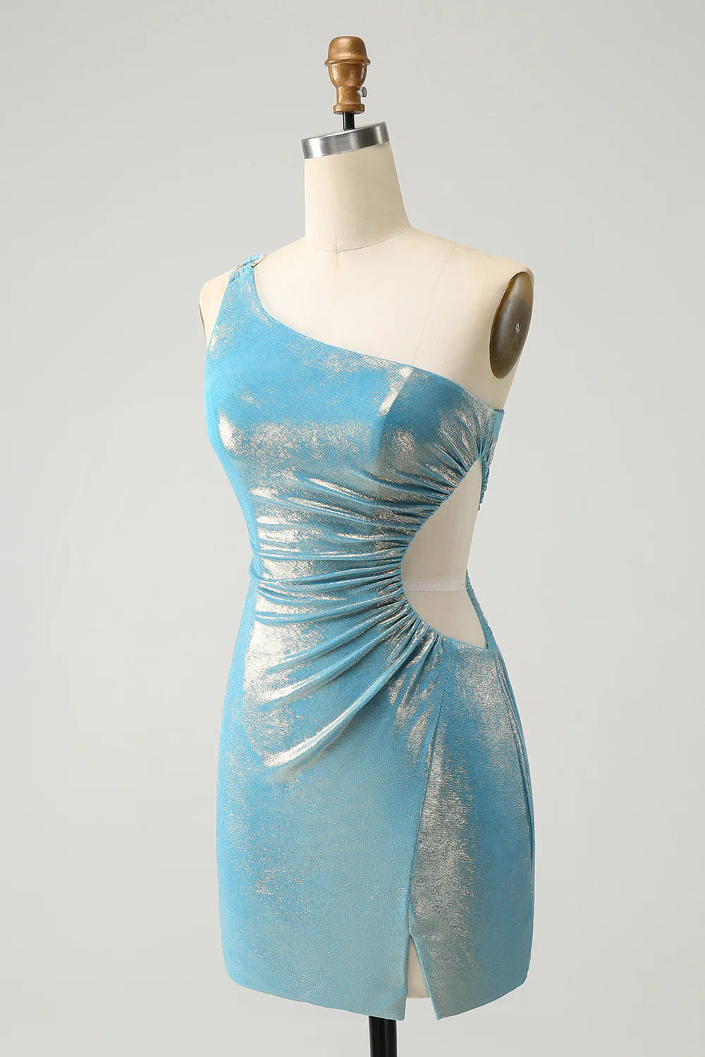 Stylish Yellow Bodycon One Shoulder Short Homecoming Dress with Hollow Out