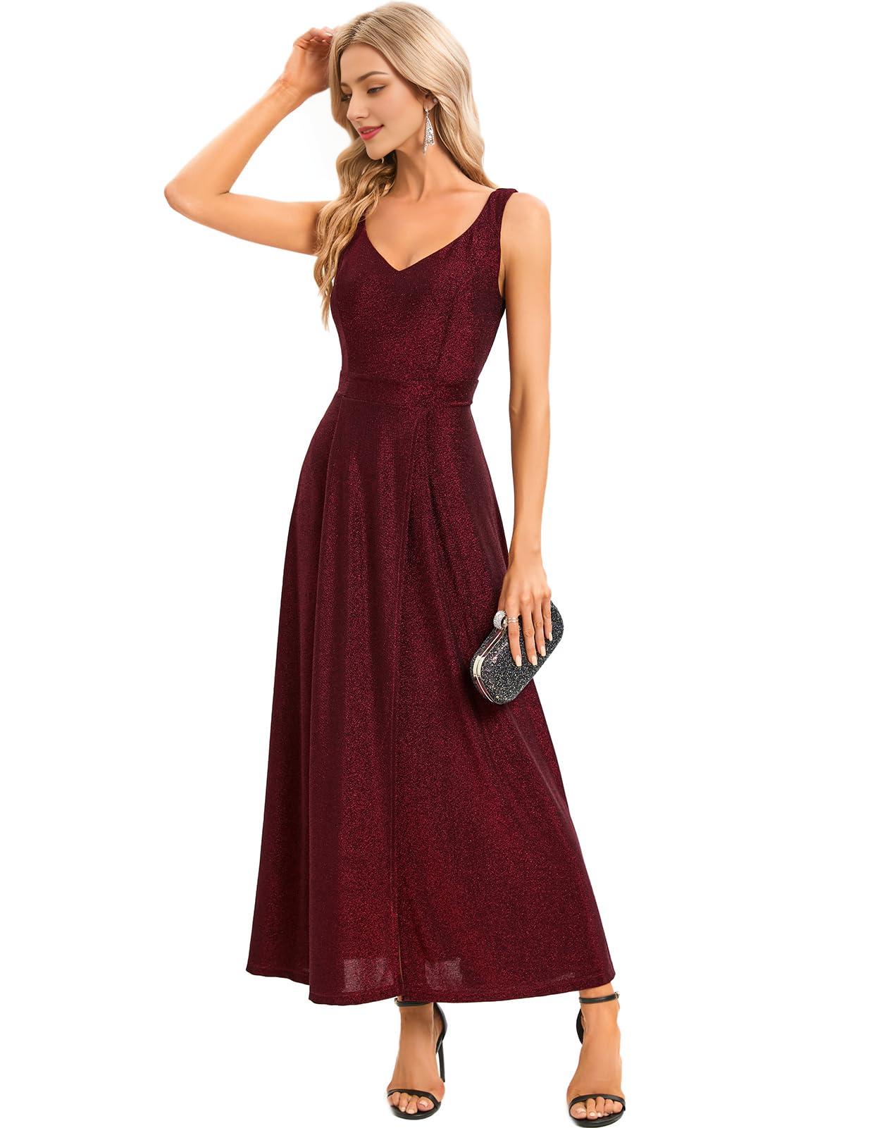 Buyishang Cocktail Slit Dress Evening Party Long Prom V Neck Split Wedding Guest Dresses prom dress shop