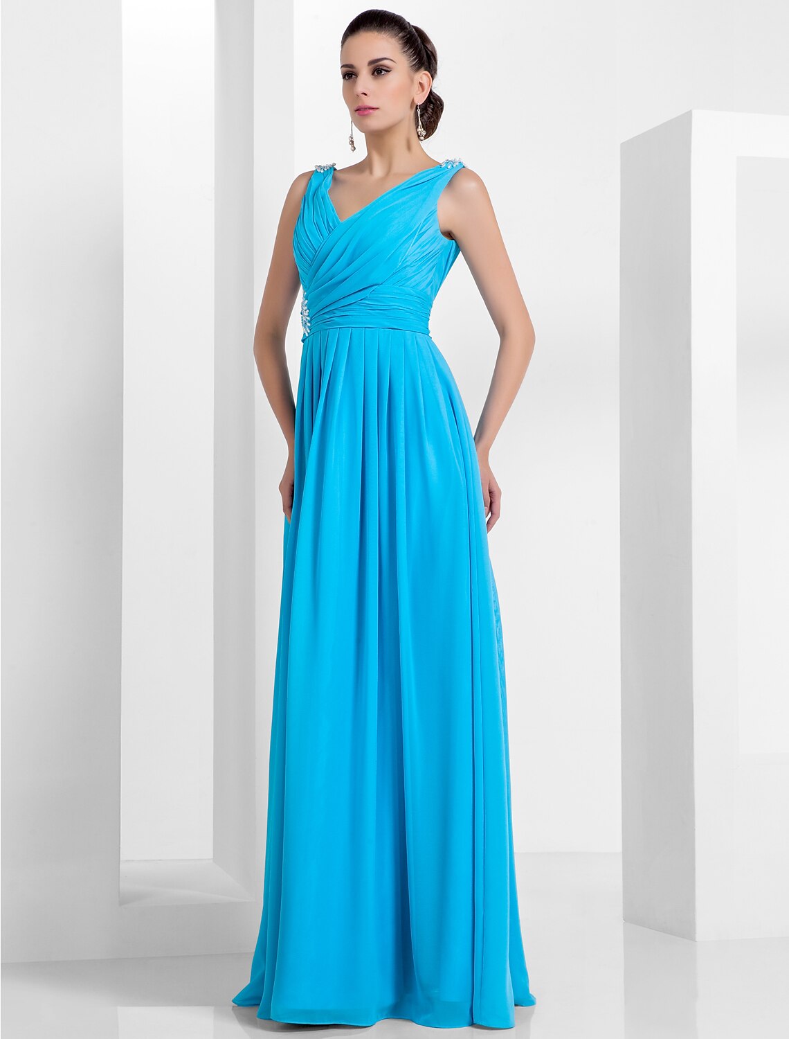 Sheath / Column Elegant Dress Prom Formal Evening Floor Length Sleeveless V Neck