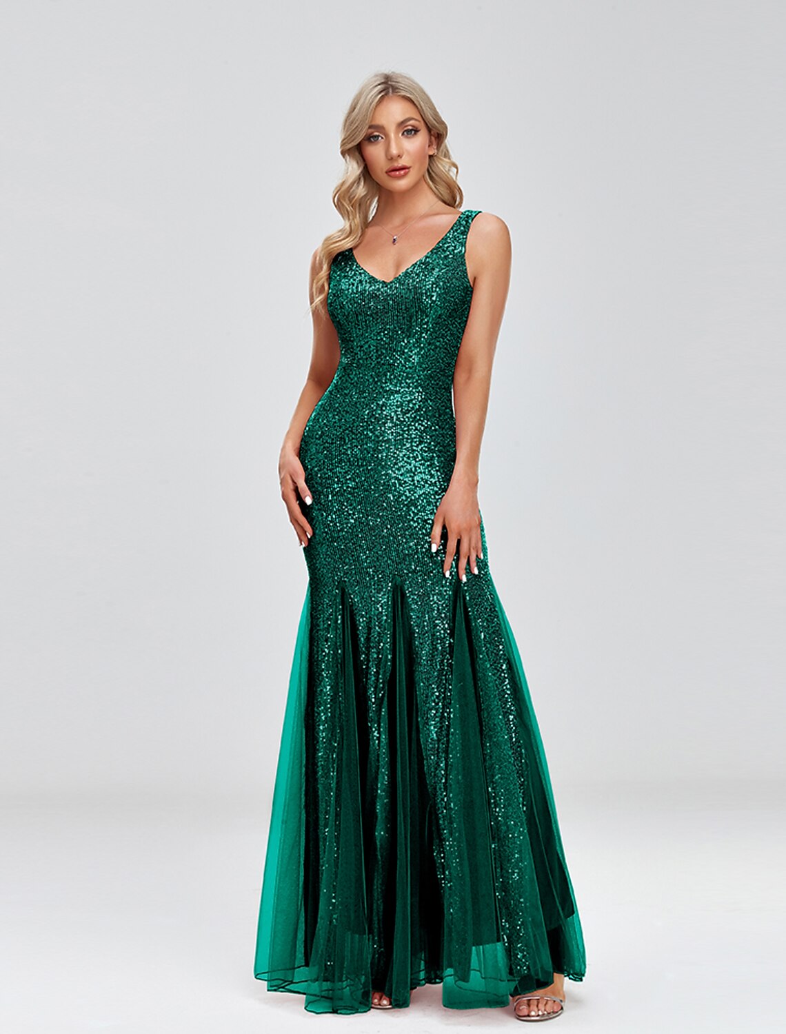 Mermaid / Trumpet Evening Gown Sparkle Dress Wedding Guest Formal Evening Floor