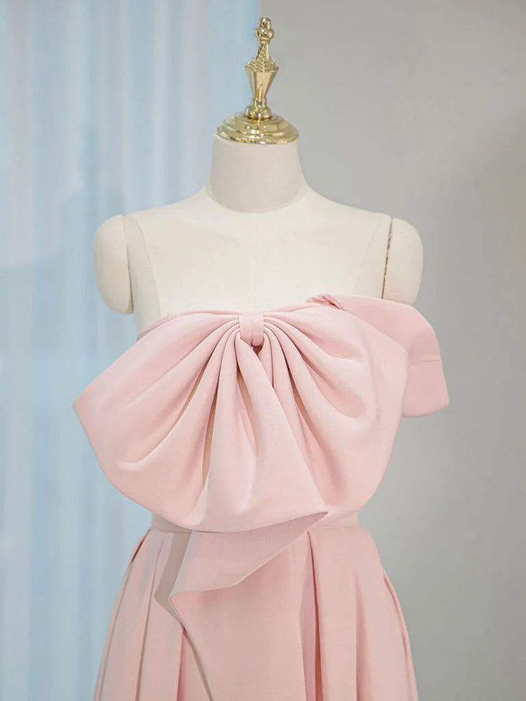 Buyishang A-Line Satin Pink Long Prom Dress Pink Long Formal Dress