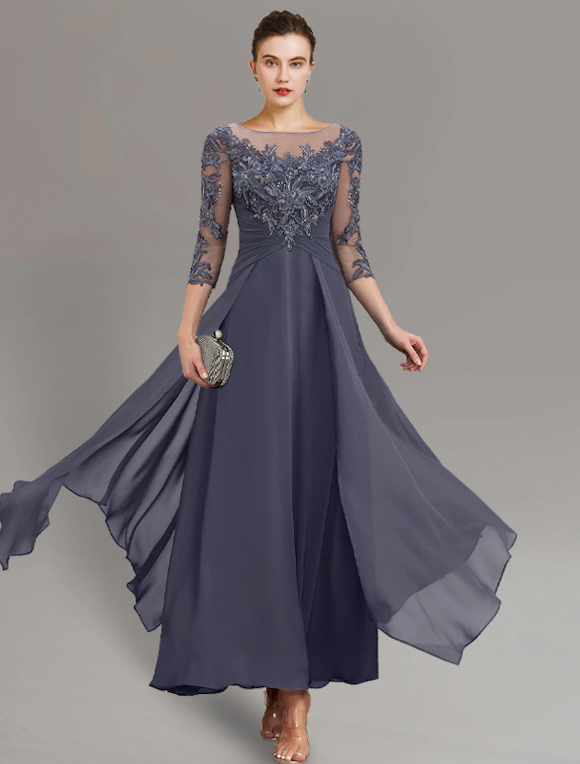 Sheath / Column Mother of the Bride Dress Wedding Guest Simple Elegant Jewel