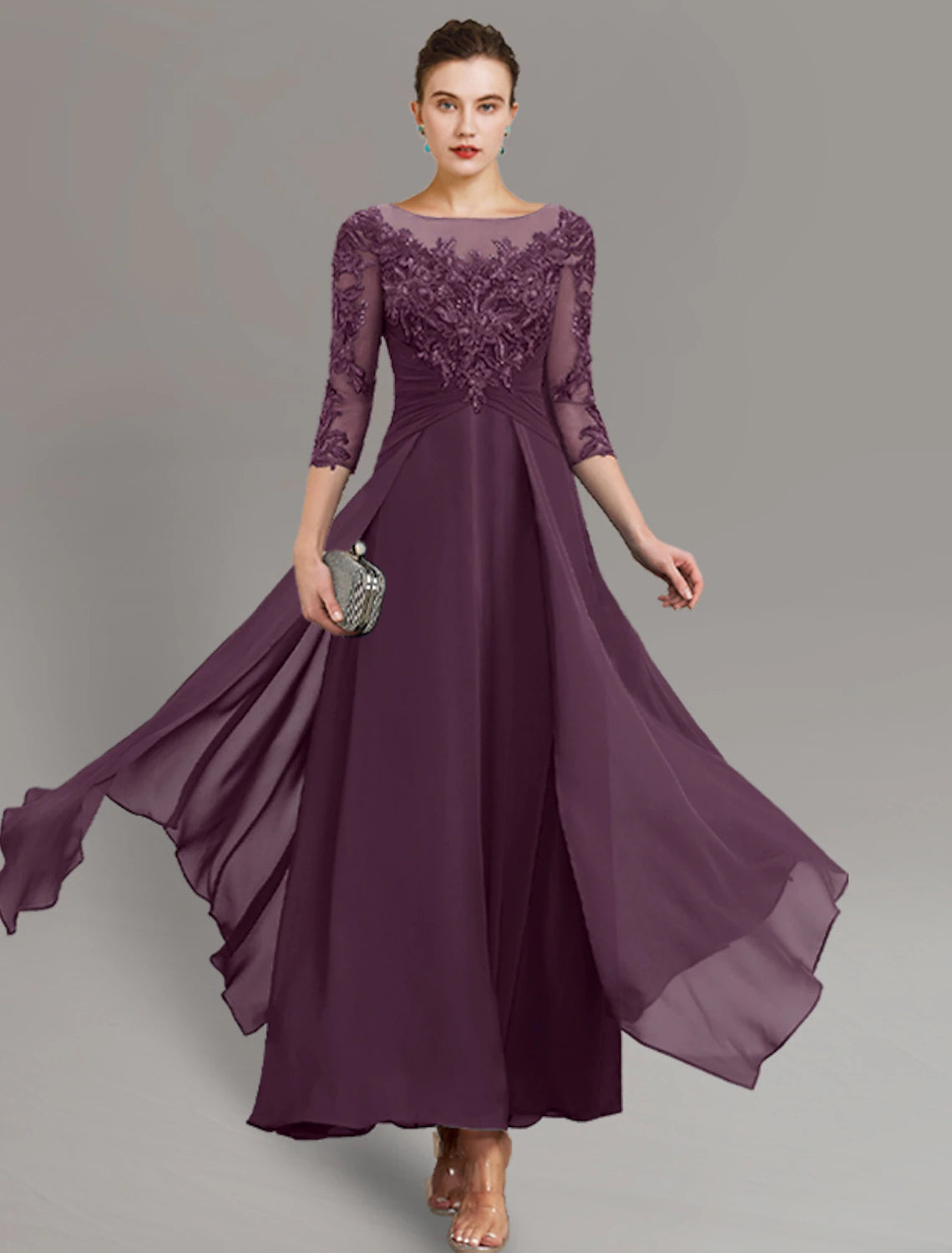 Sheath / Column Mother of the Bride Dress Wedding Guest Simple Elegant Jewel