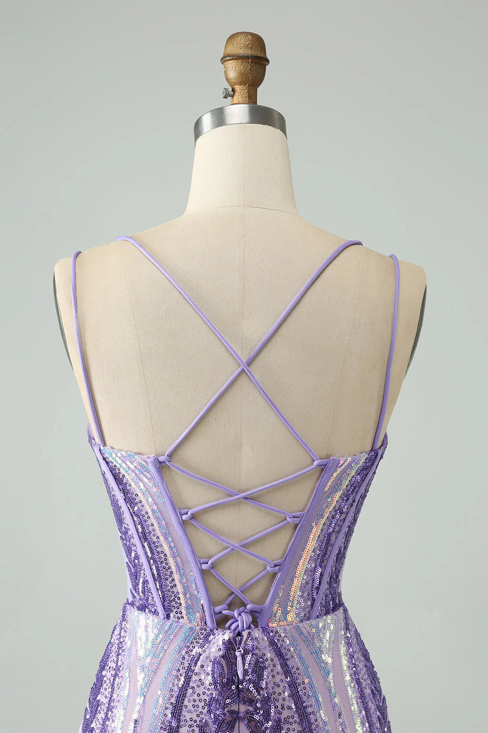 Sparkly Blue Bodycon Spaghetti Straps Corset Homecoming Dress with Sequins