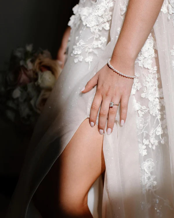 Buyishang Fairy A Line Sweetheart Tulle Wedding Dresses with Appliques