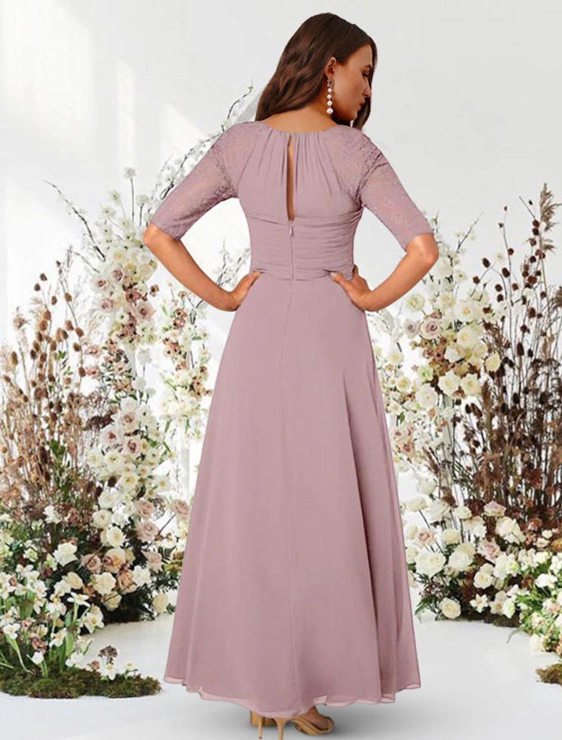 A-Line Evening Gown Elegant Dress Wedding Guest Formal Evening Floor