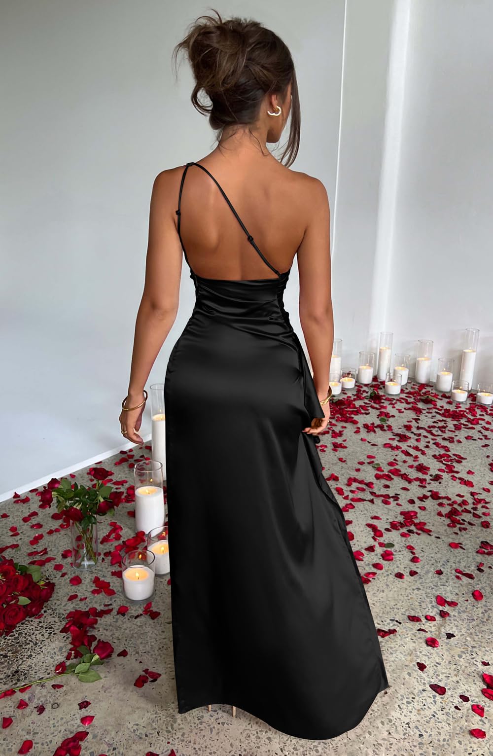 Buyishang Women's Sexy One Shoulder High Split Cocktail Wedding Party Maxi Dress prom shop dresses