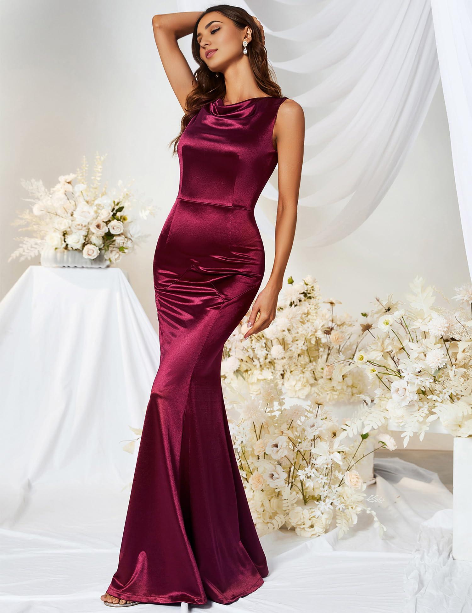 Buyishang Women's 30s Brief Elegant Mermaid Sleeveless Gowns Formal Evening Dress prom shop dresses