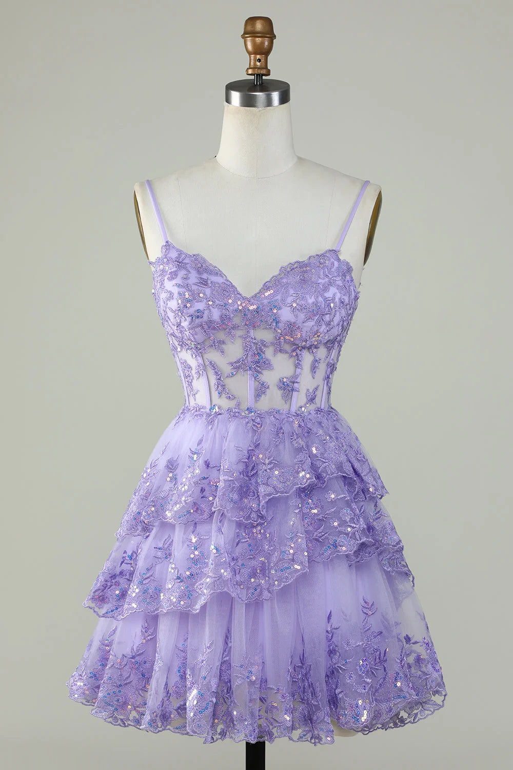 Cute Spaghetti Straps A-Line Homecoming Dress With Appliques And Sequin