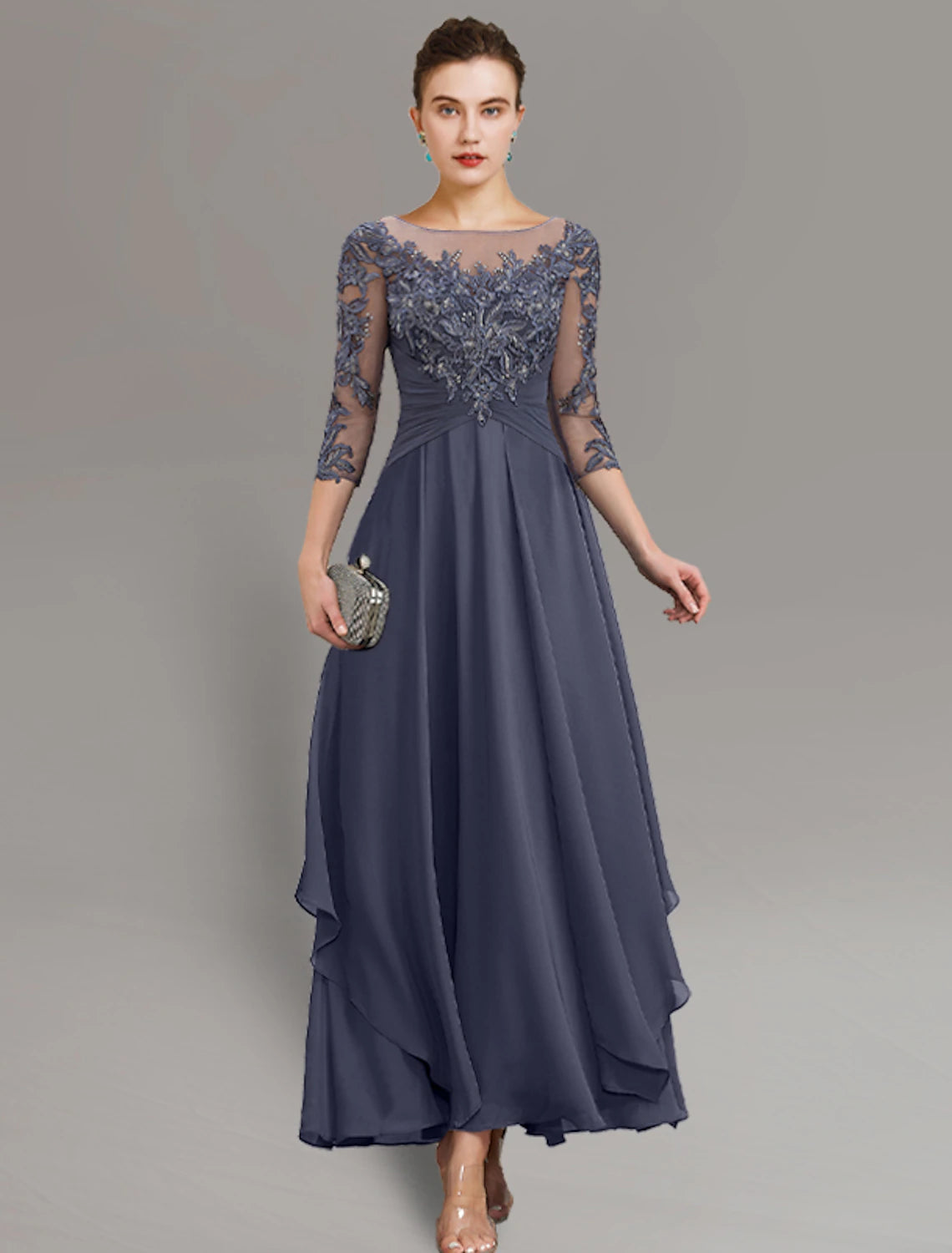 Sheath / Column Mother of the Bride Dress Wedding Guest Simple Elegant Jewel