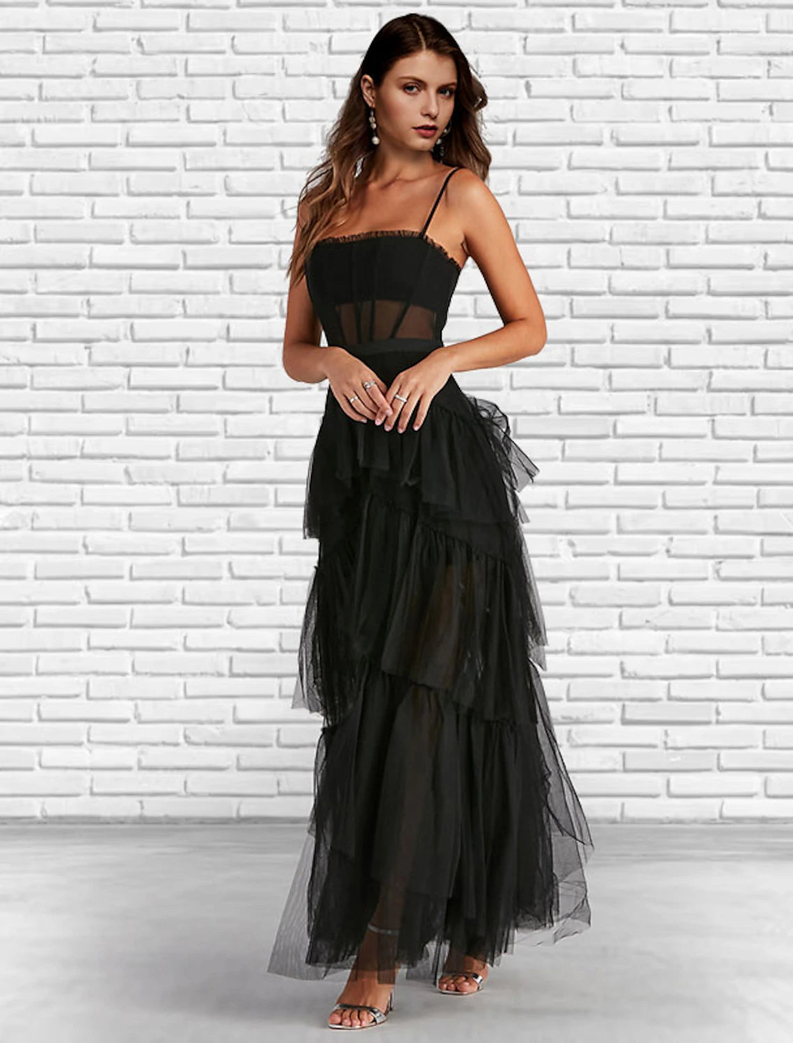 A-Line Prom Dresses Corsets Dress Party Wear Evening Prom Ankle Length Sleeveless Strapless Tulle