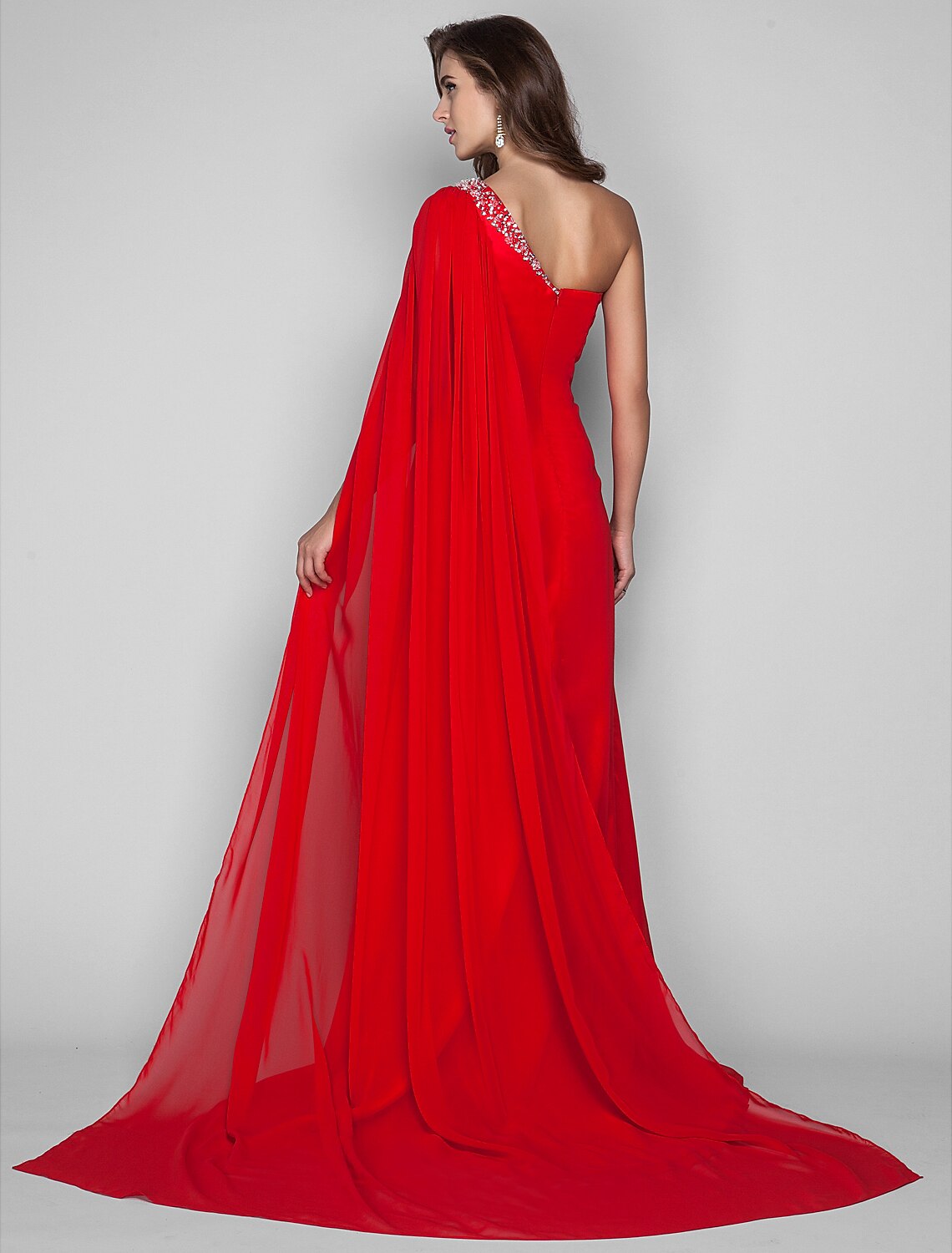 Sheath / Column Open Back Dress Holiday Cocktail Party Sweep  Evening