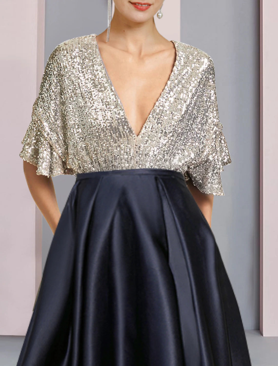 A-Line Mother of the Bride Dress Wedding Guest Elegant Sparkle