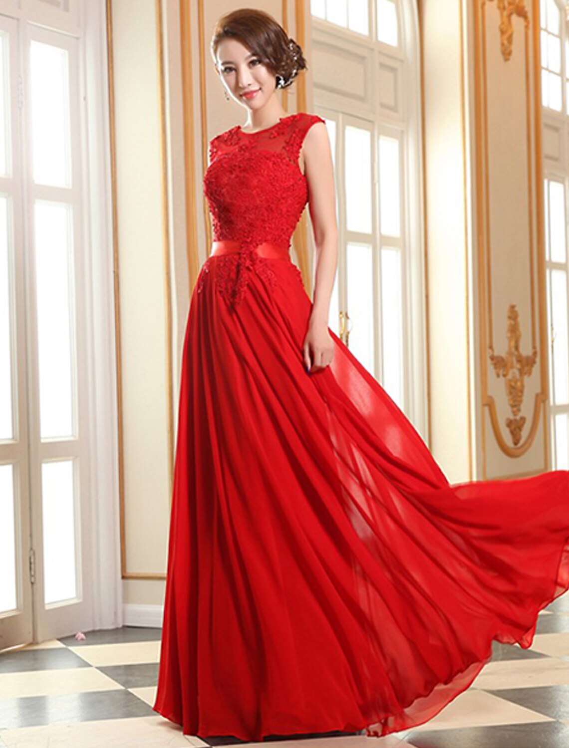 A-Line Evening Gown High Prom Dress Bridesmaid Wedding Guest