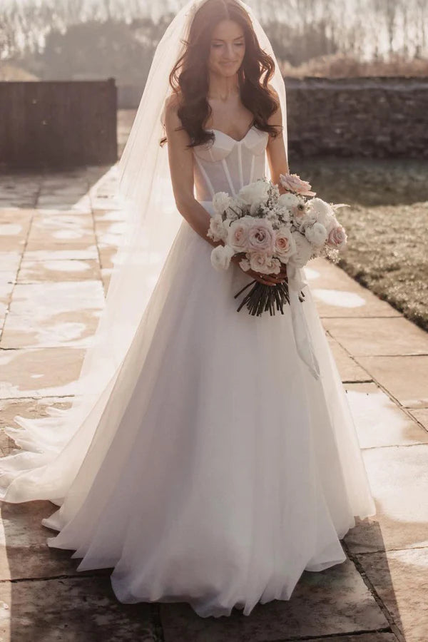 Buyishang Sparkly A-Line Glitter Tulle Sweetheart Wedding Dresses