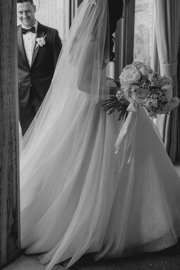 Buyishang Sparkly A-Line Glitter Tulle Sweetheart Wedding Dresses