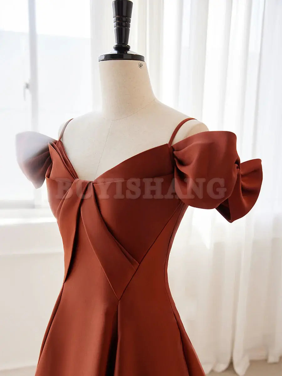 Buyishang A-Line Satin Orange Long Prom Dresses Orange Long Formal Dress prom dresses shops