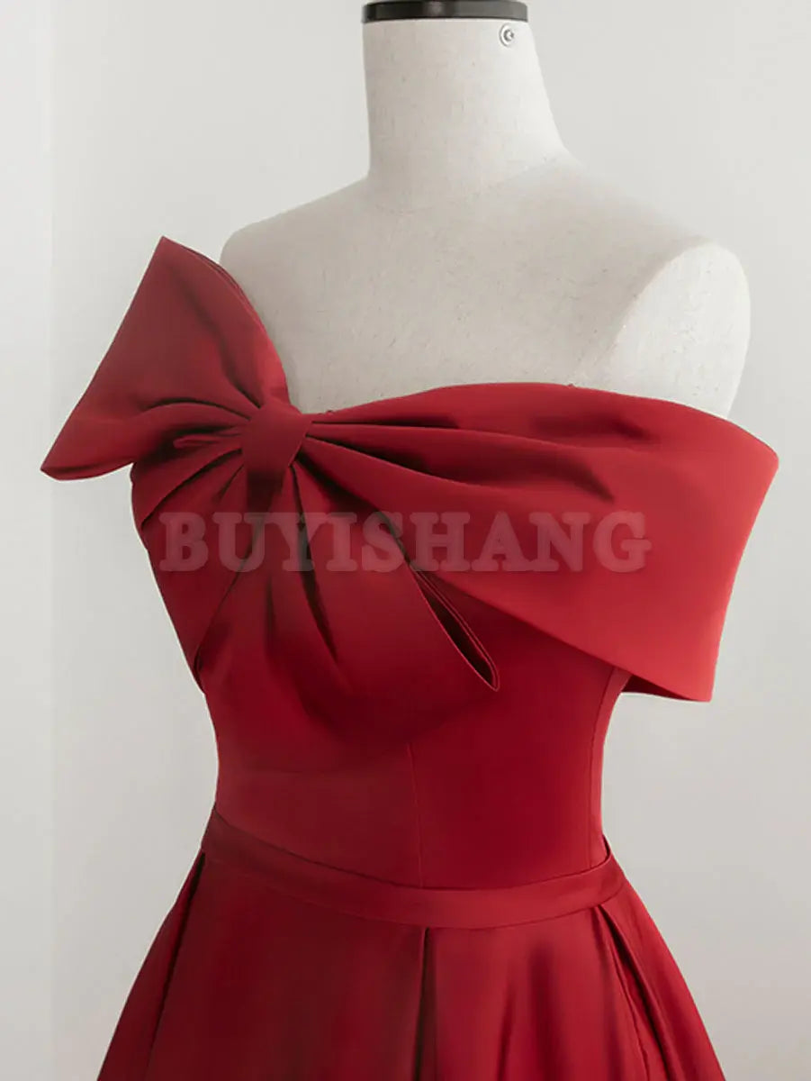 Buyishang A-Line Satin Red Long Prom Dresses Red Long Formal Dresses prom dresses shops