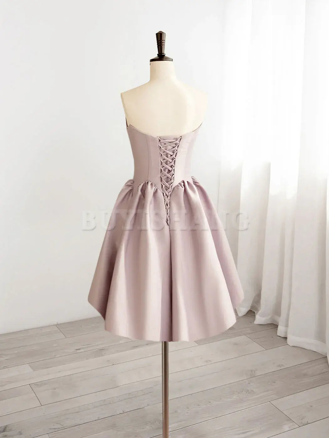 Buyishang A-Line V Neck Pink Short Prom Dress Pink Homecoming Dresses prom dresses shops