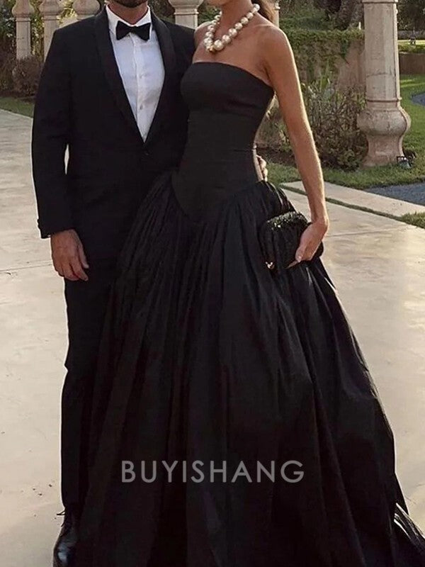 Buyishang Simple A-line Straight Floor-Length Taffeta Dress formal wear dresses