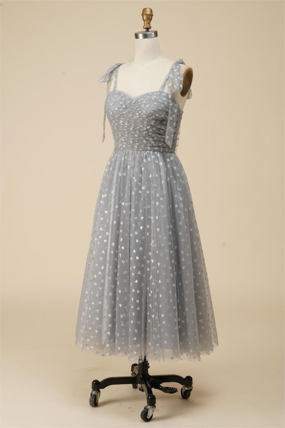 A-Line Tea Length Spaghetti Straps Tulle Party Dress