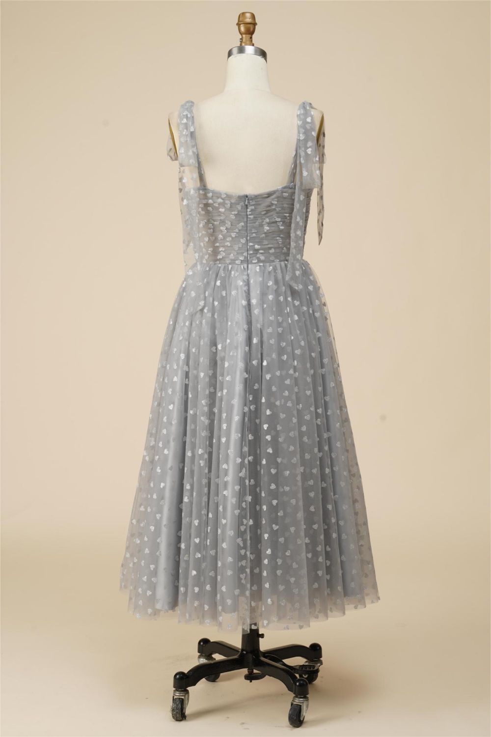 A-Line Tea Length Spaghetti Straps Tulle Party Dress