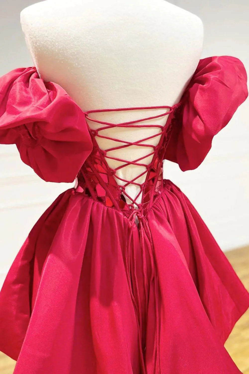 Glamorous Off-the-Shoulder Mirror Red Mini Homecoming Dress