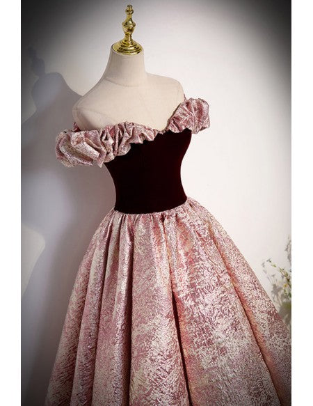 Metallic Fabric Off Shoulder Long Prom Dress For Parties