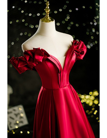 Elegant Off Shoulder Pleated Satin Formal Dress