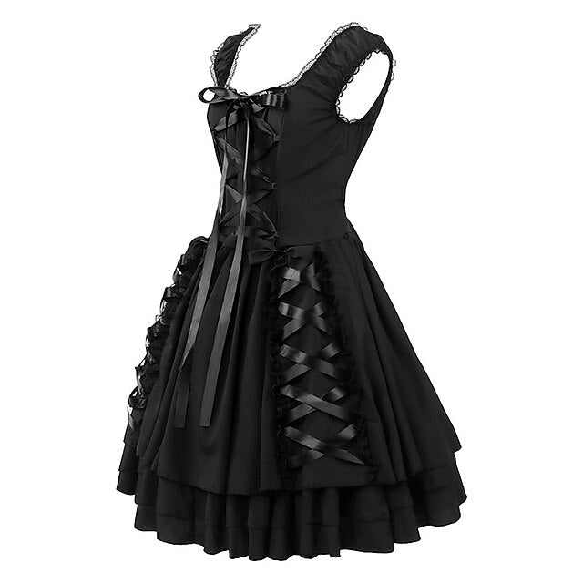 Retro Vintage Punk & Gothic Medieval Dress Masquerade Goth Girl Women's Cosplay Costume Halloween Halloween Party / Evening Dress