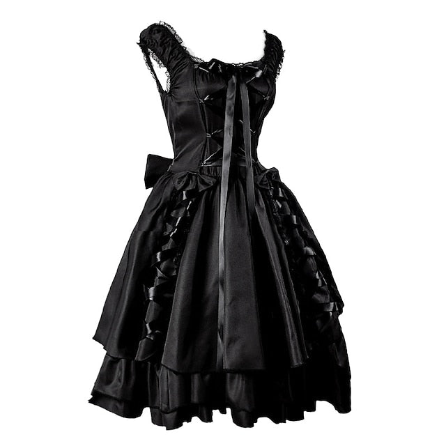 Retro Vintage Punk & Gothic Medieval Dress Masquerade Goth Girl Women's Cosplay Costume Halloween Halloween Party / Evening Dress