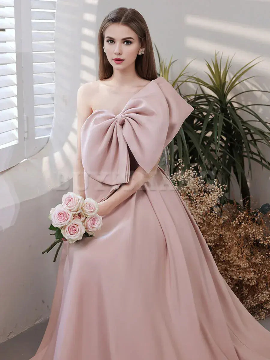 Buyishang A Line Pink Long Prom Dress Pink Formal Bridesmaid Party Dresses prom dress stores near me