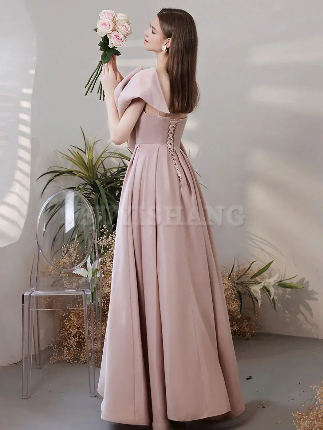 Buyishang A Line Pink Long Prom Dress Pink Formal Bridesmaid Party Dresses prom dress stores near me