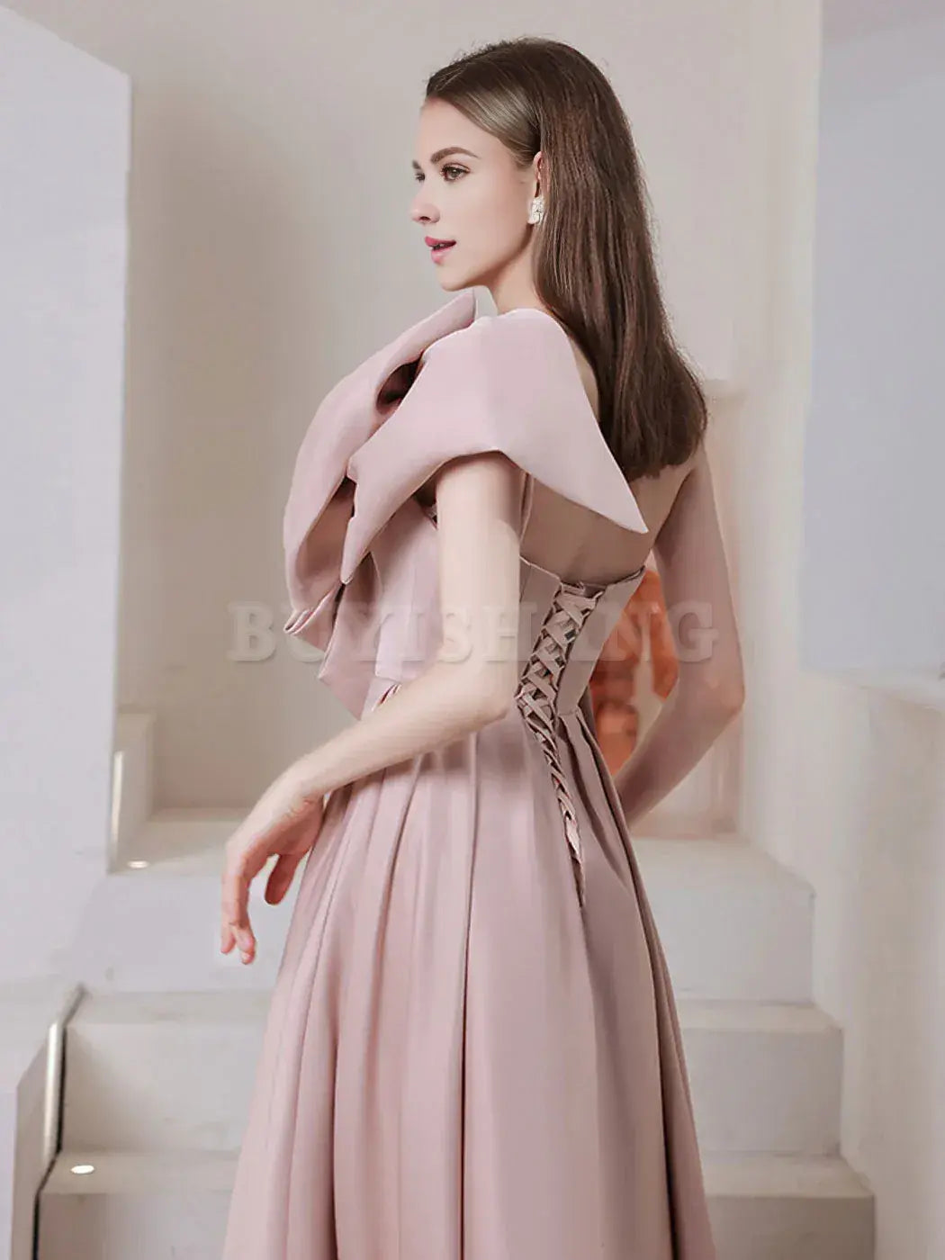 Buyishang A Line Pink Long Prom Dress Pink Formal Bridesmaid Party Dresses prom dress stores near me