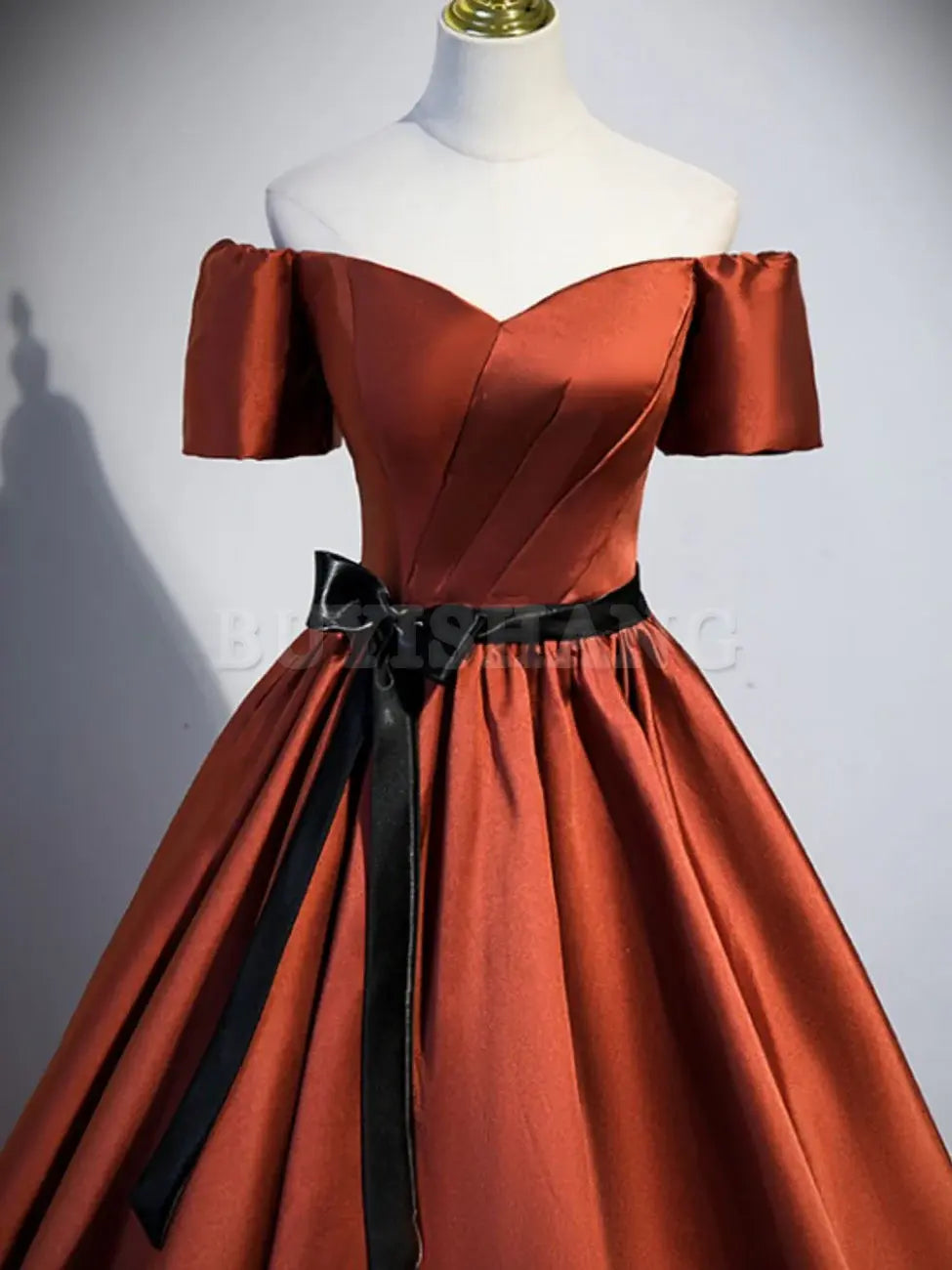 Buyishang A Line Satin Orange Long Prom Dresses Orange Formal Bridesmaid Dresses prom dresses shops