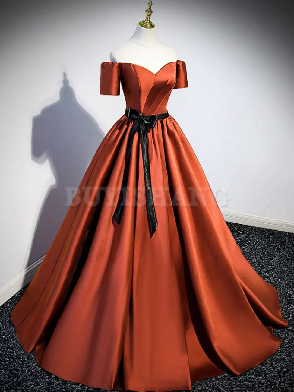 Buyishang A Line Satin Orange Long Prom Dresses Orange Formal Bridesmaid Dresses prom dresses shops