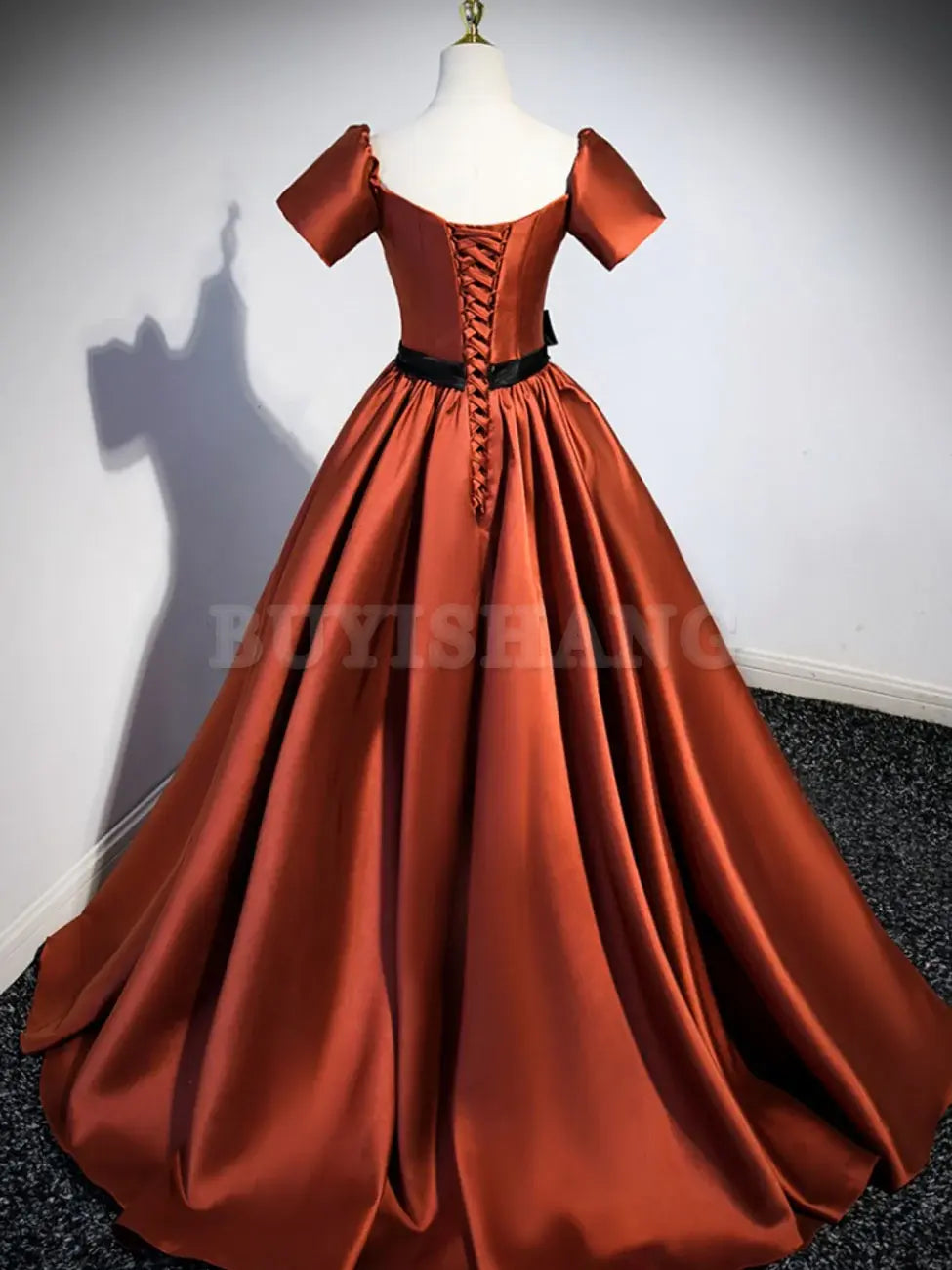 Buyishang A Line Satin Orange Long Prom Dresses Orange Formal Bridesmaid Dresses prom dresses shops
