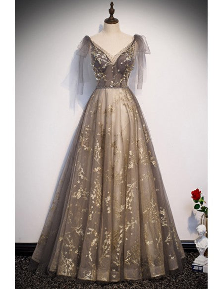 Gorgeous Sparkly Gold Sequins Long Prom Dress with Straps