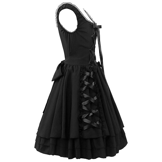 Retro Vintage Punk & Gothic Medieval Dress Masquerade Goth Girl Women's Cosplay Costume Halloween Halloween Party / Evening Dress