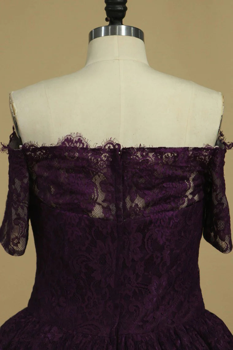 Asymmetrical Party Dresses Long Sleeves Lace&Tulle